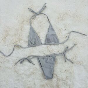 San Lorenzo Silver Gray Triangle String Bikini Set